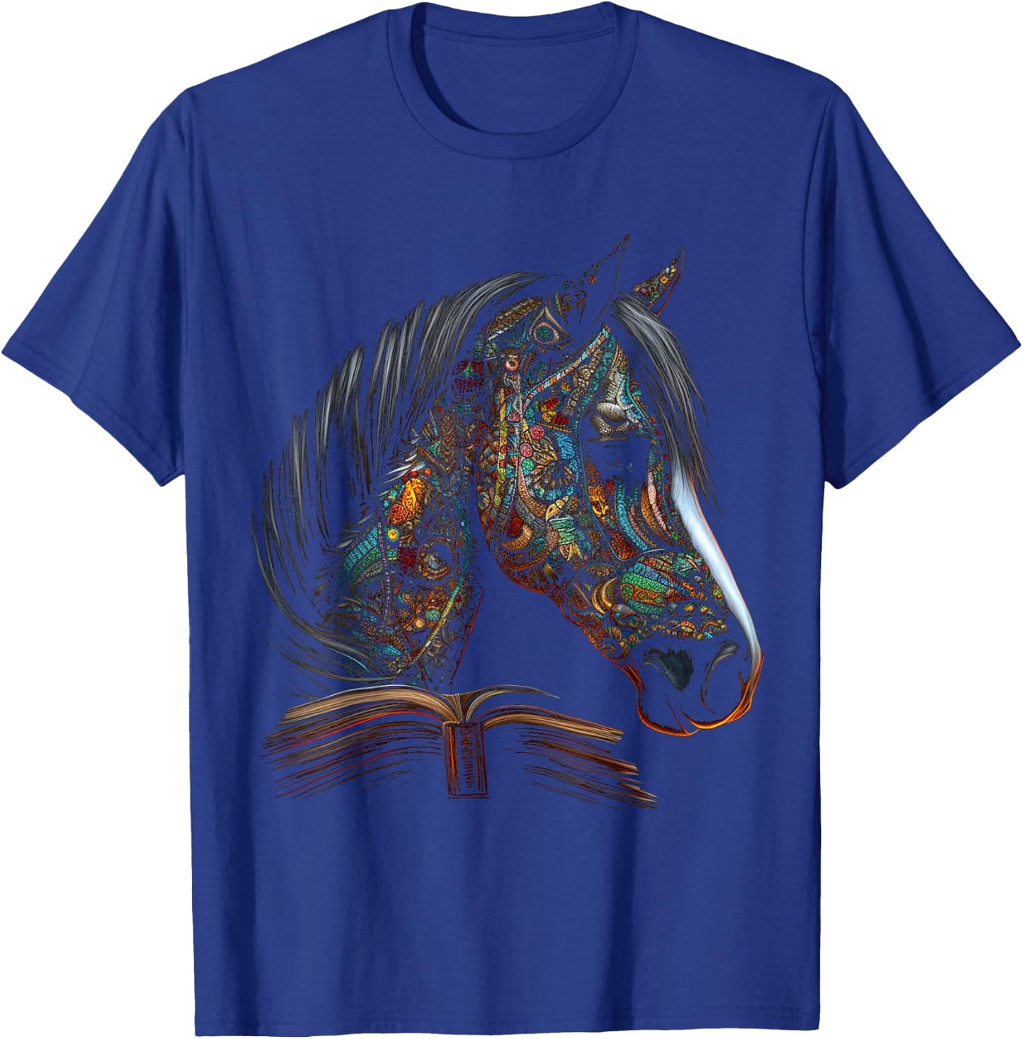 Horse Artwork - Horse Motif Book Riding Animals Horse T-Shirt - T-Shirt | Royal