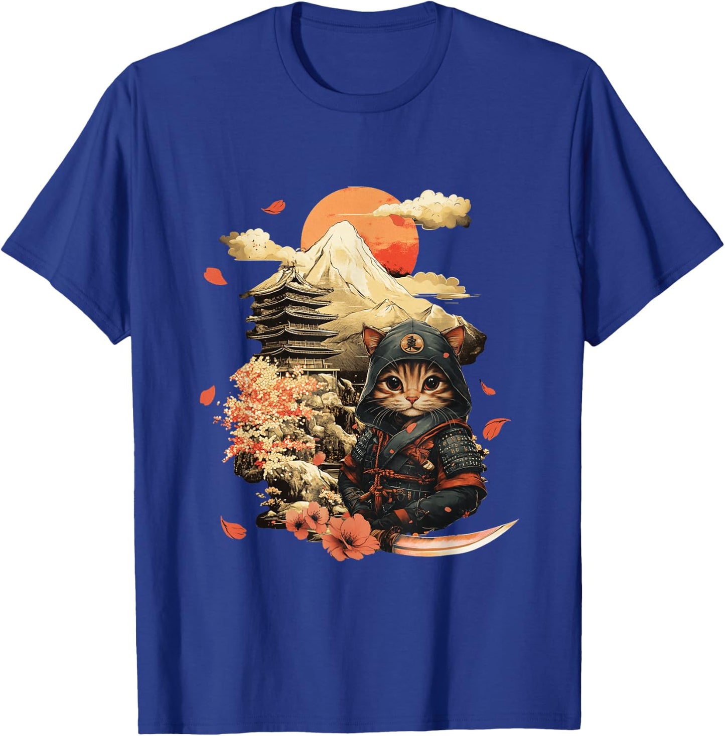 Vintage Japanese Samurai Ninja Cat Tattoo Kawaii T-Shirt - T-Shirt | Royal