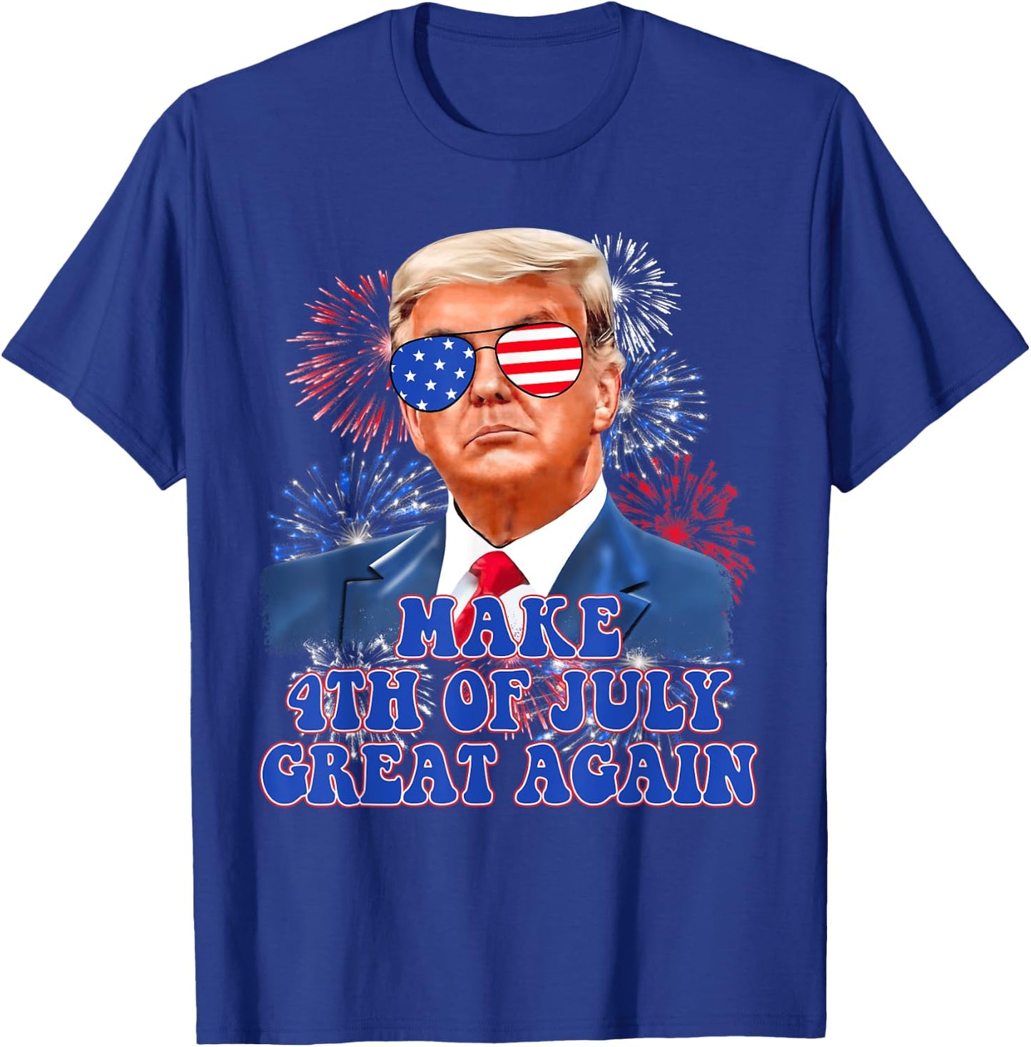 Trump Make 4th Of July Great Again American Flag Firework Kids Men T-Shirt - T-Shirt | Royal
