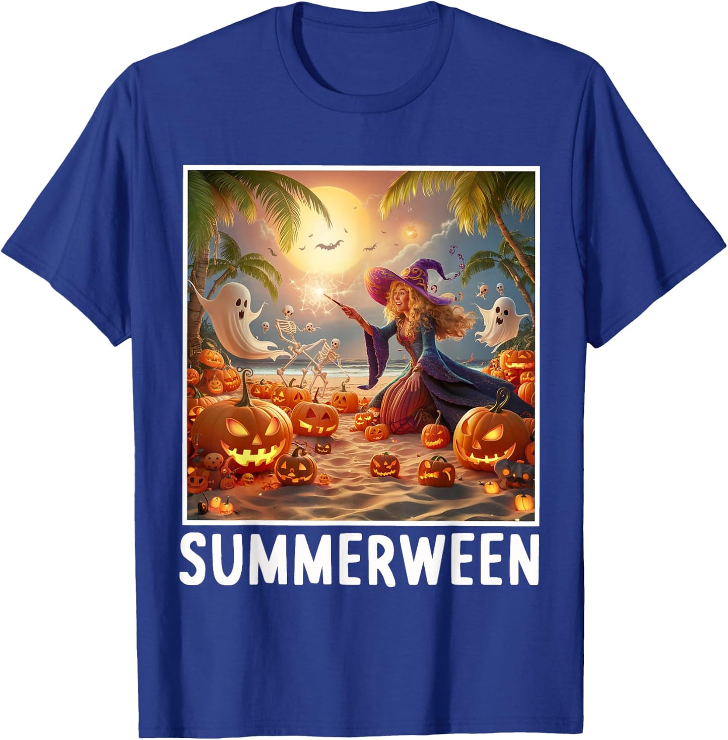 Summerween Vibes Halloween Summer Celebrate T-Shirt - T-Shirt | Royal