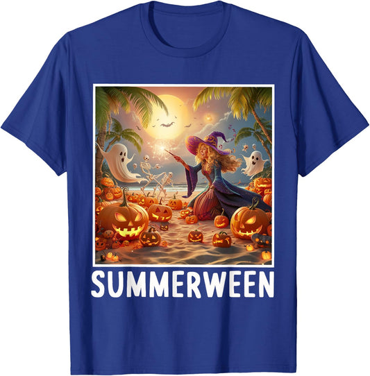 Summerween Vibes Halloween Summer Celebrate T-Shirt - T-Shirt | Royal