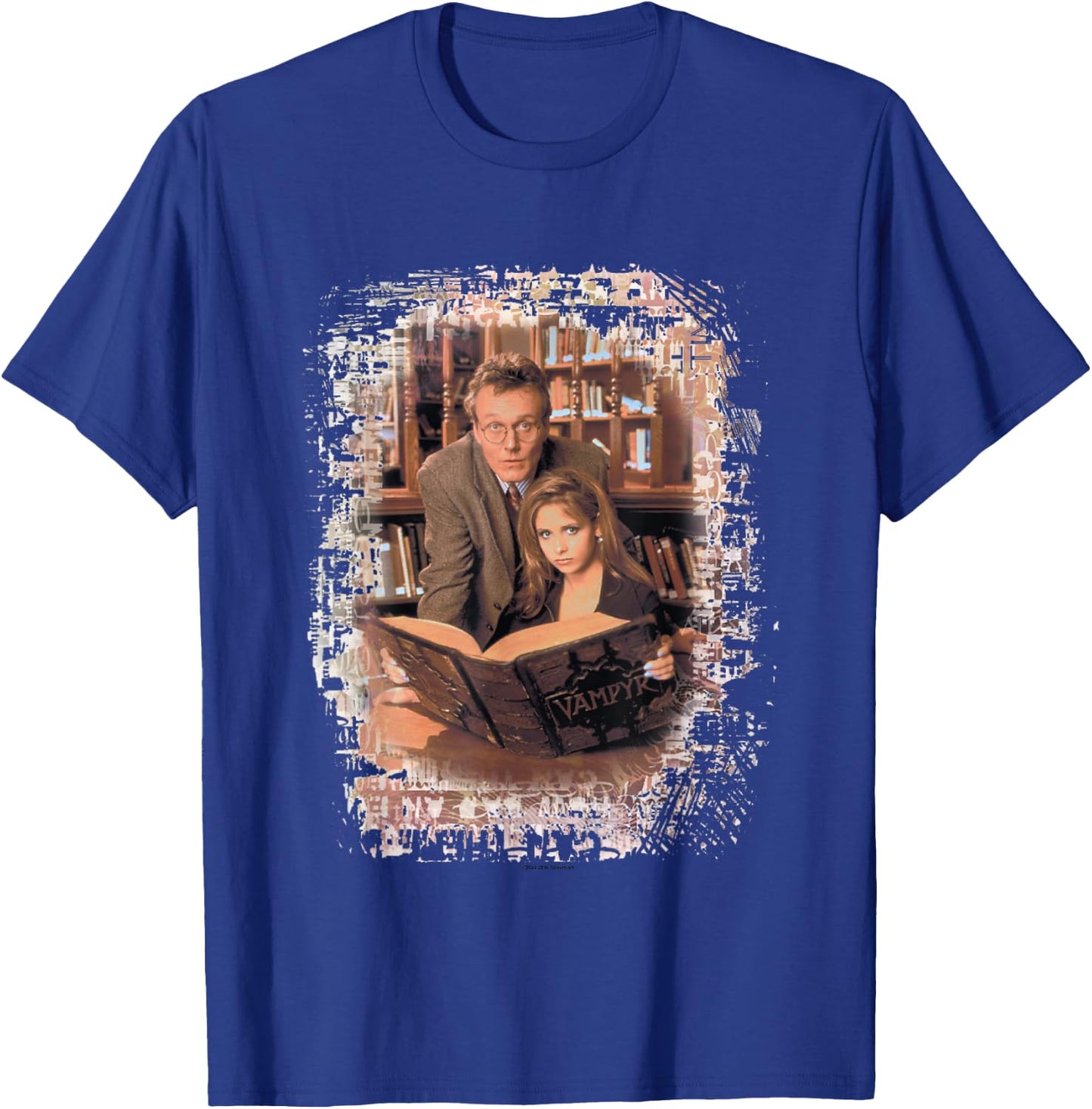 Buffy The Vampire Slayer Buffy & Giles Library Duo Vignette T-Shirt - T-Shirt | Royal