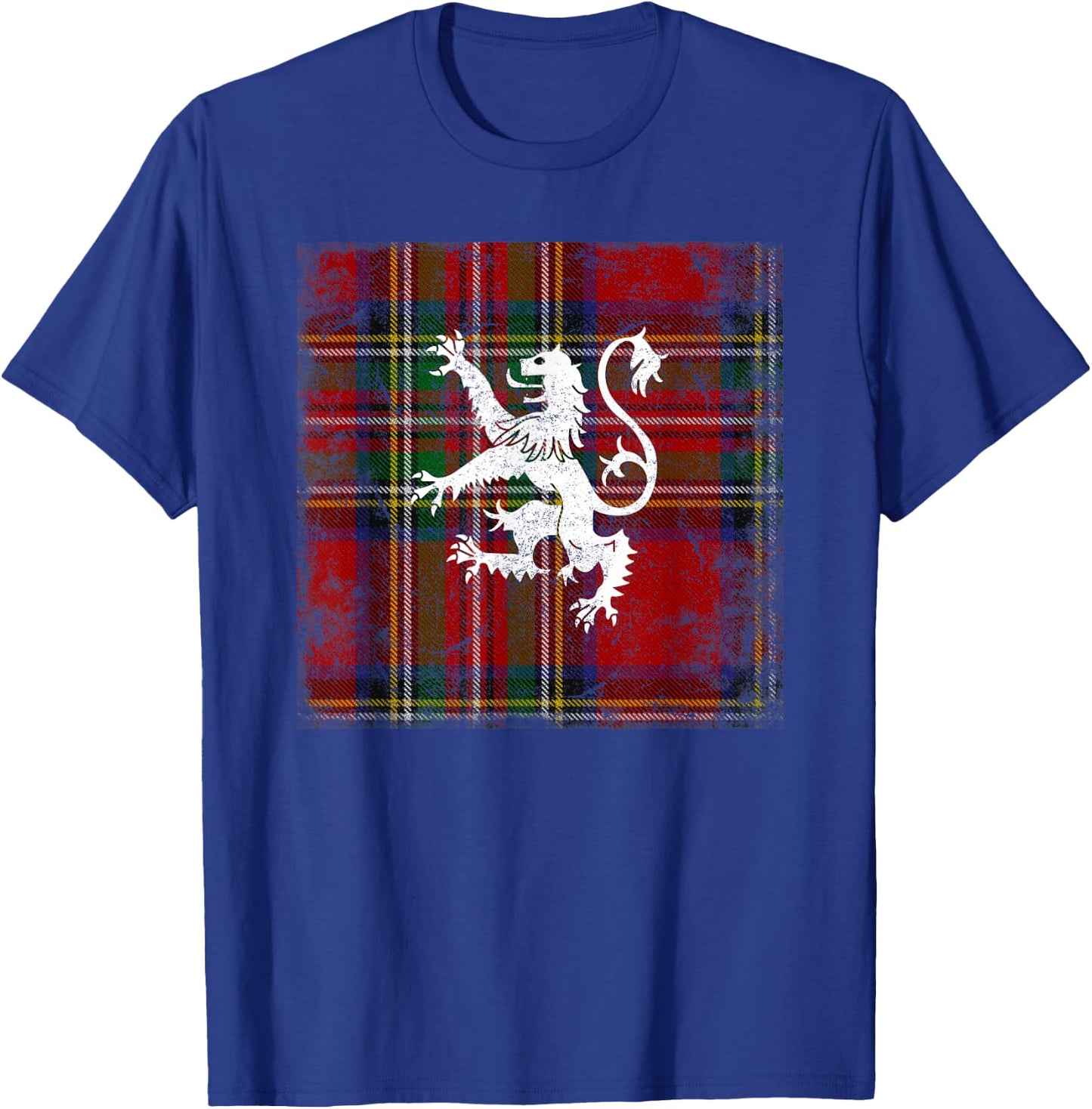 Scottish Tartan Red Plaid Scotland Lion Royal Stewart Clan T-Shirt - T-Shirt | Royal