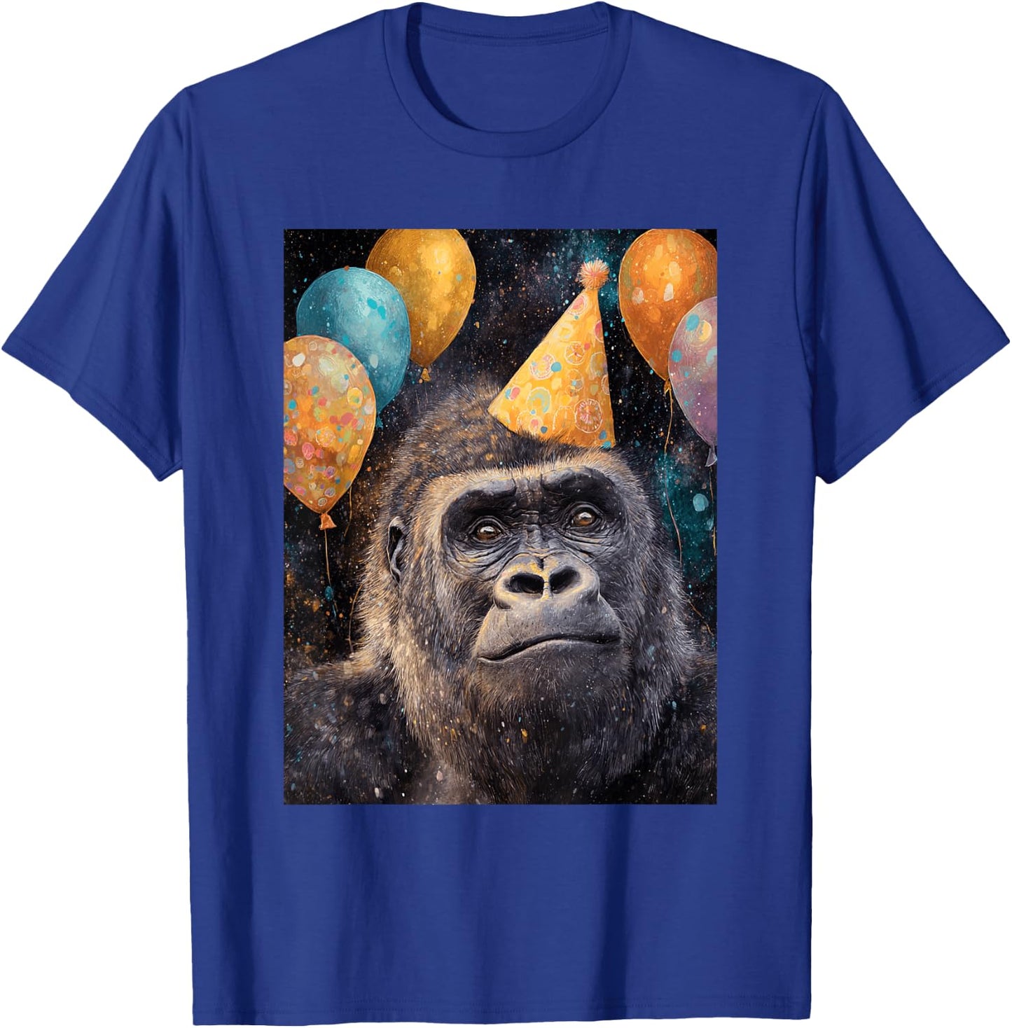 Gorilla Birthday Party Animal Themed in Space T-Shirt - T-Shirt | Royal