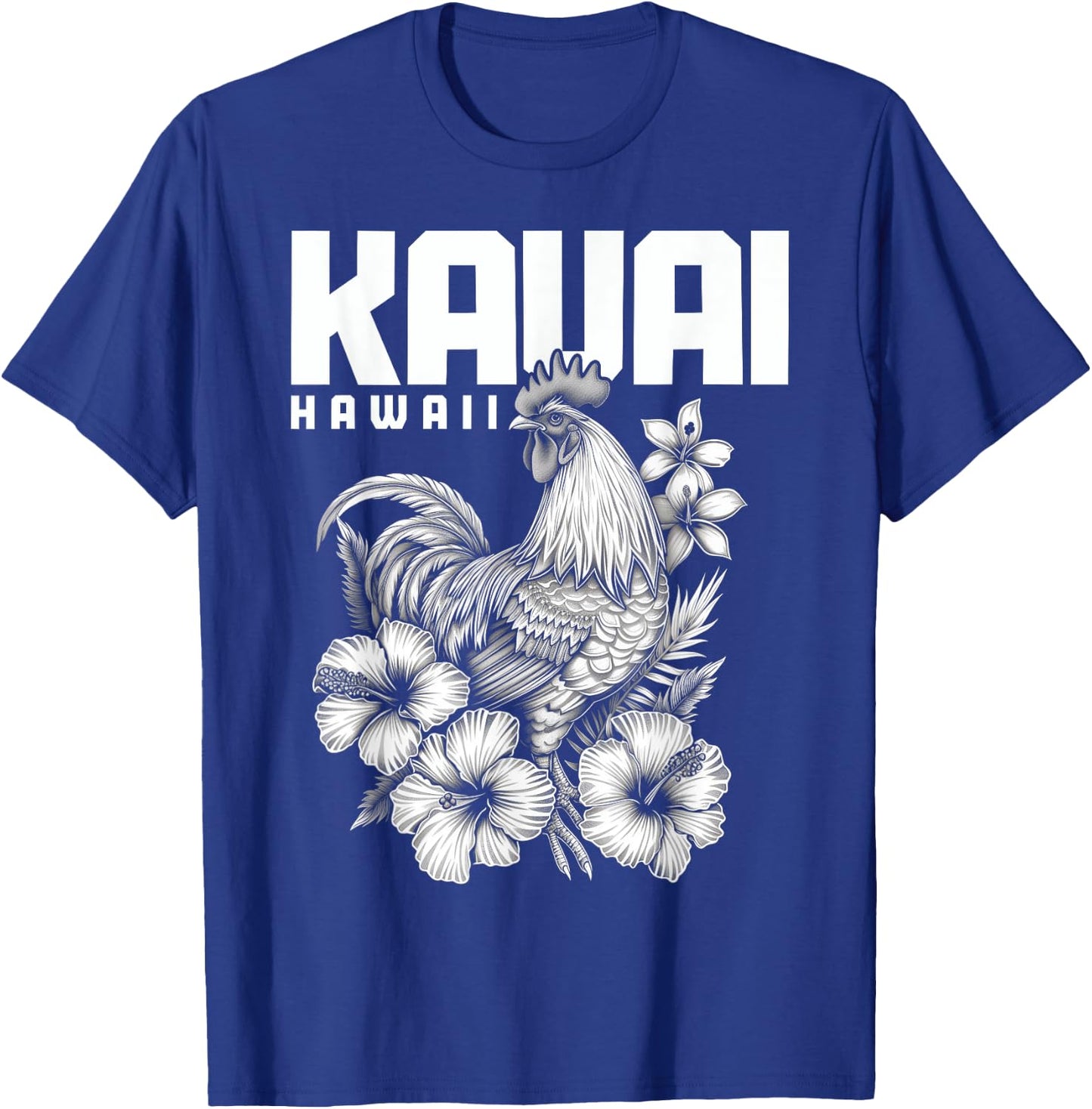 We Love Kauai Hawaii Kauai Hawaii Chicken Hawaiian Hibiscus Flowers Vintage Black T-Shirt - T-Shirt | Royal