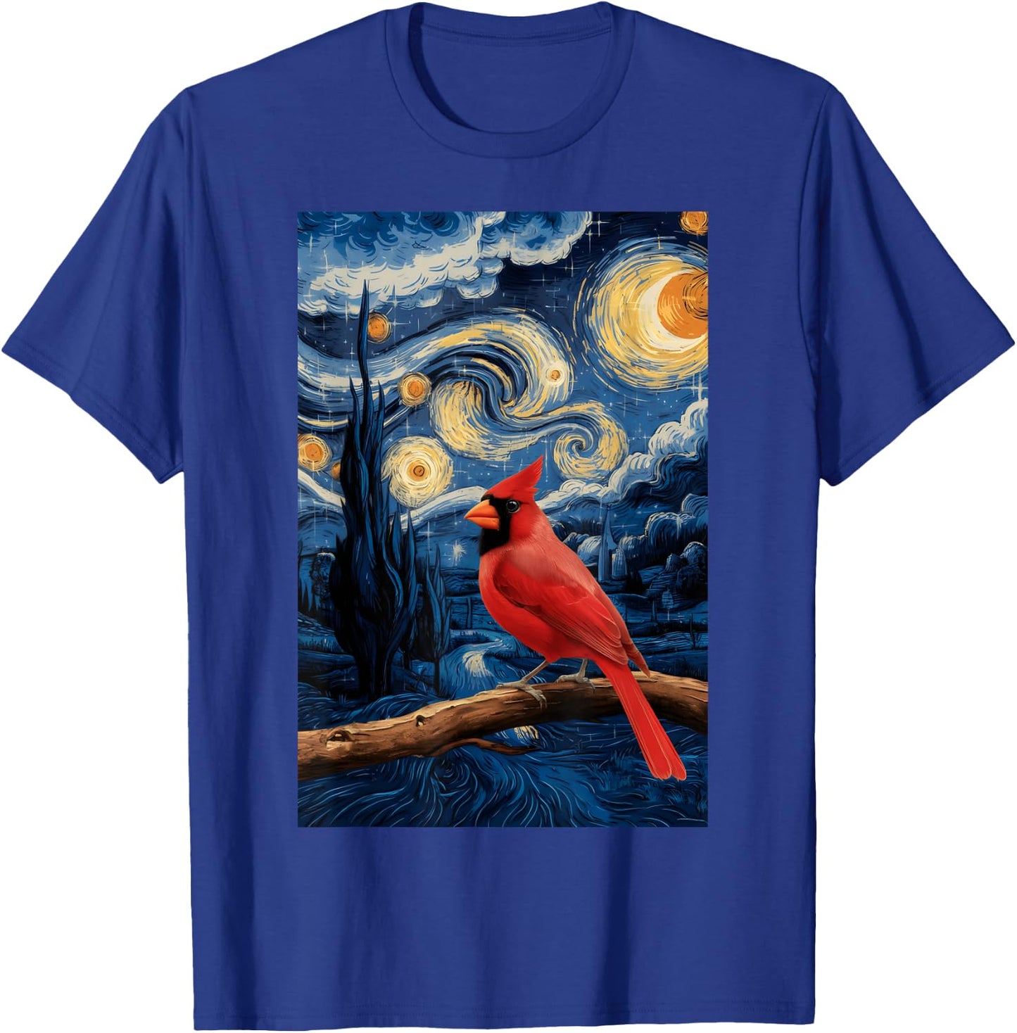 Cute Starry Red Cardinal Night For Bird Lovers T-Shirt - T-Shirt | Royal