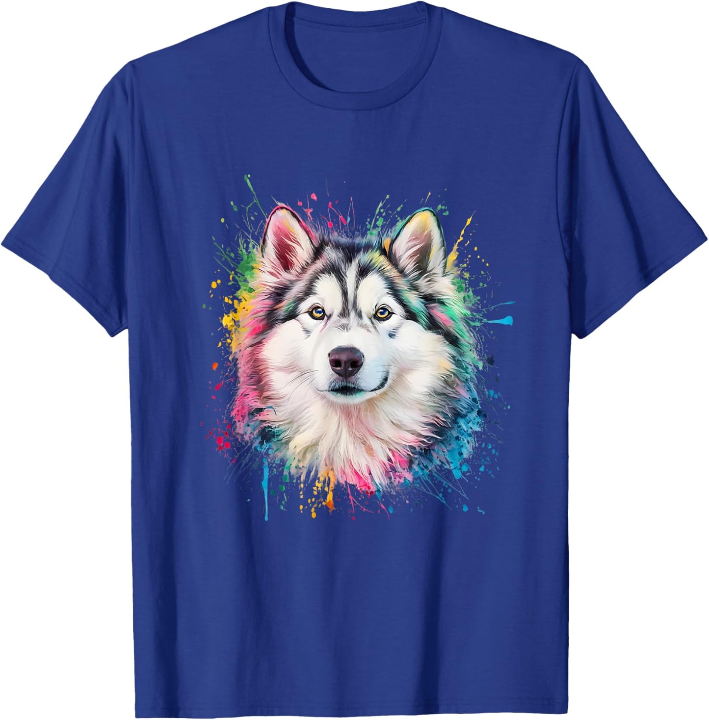 Men Woman Colorful Watercolor Alaskan Malamute T-Shirt - T-Shirt | Royal