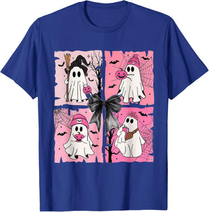 Girly Coquette Bow Ghost Spooky Season Halloween T-Shirt - T-Shirt | Royal