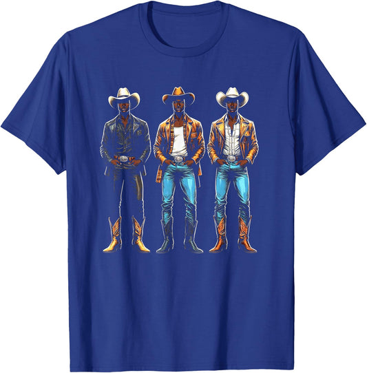 Black Cowboy Western Rodeo Melanin Black History Texas Men T-Shirt - T-Shirt | Royal
