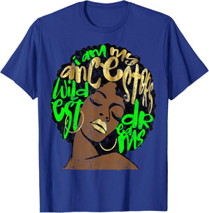 I Am My Ancestors Dreams Afro Black Queen Vintage Lime Green T-Shirt - T-Shirt | Royal
