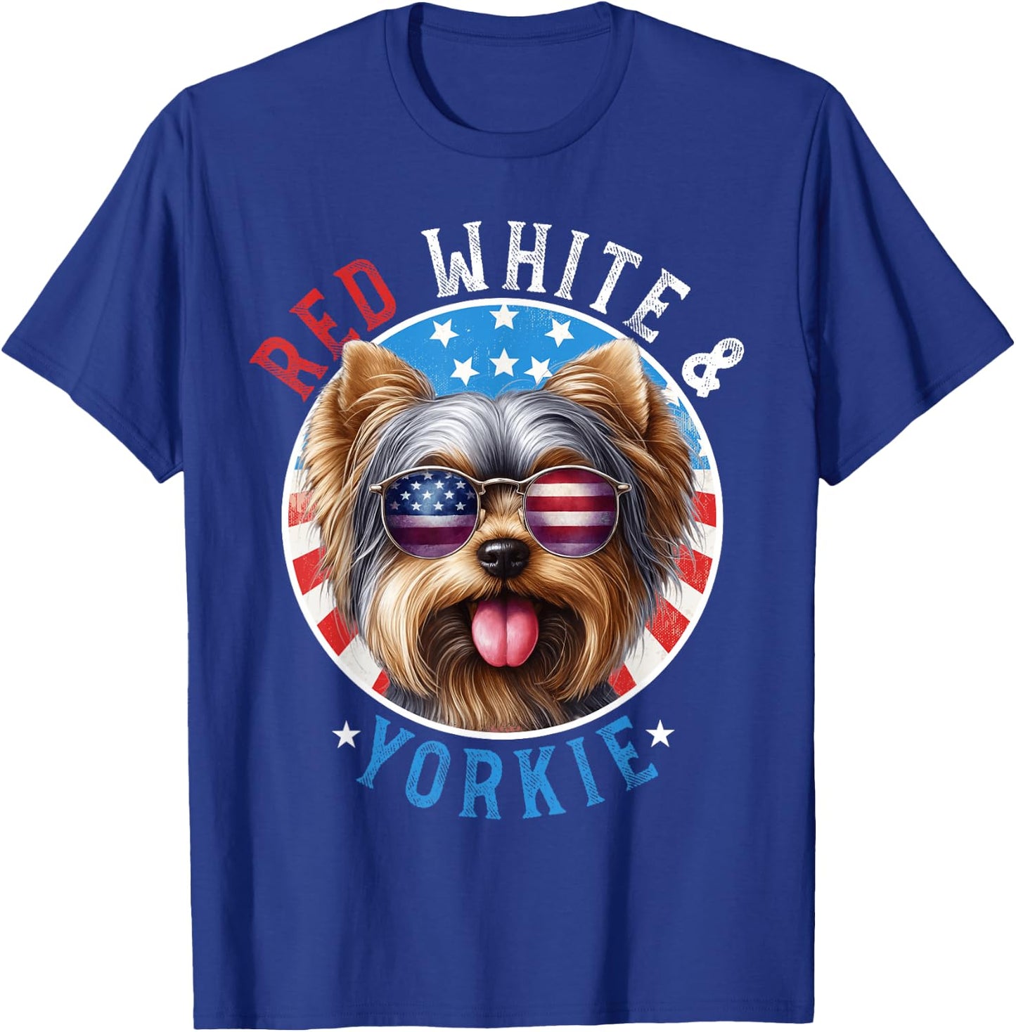 Yorkshire Terrier Dog 4th of July Red White & Yorkie Lovers Women Kids Men T-Shirt - T-Shirt | Royal