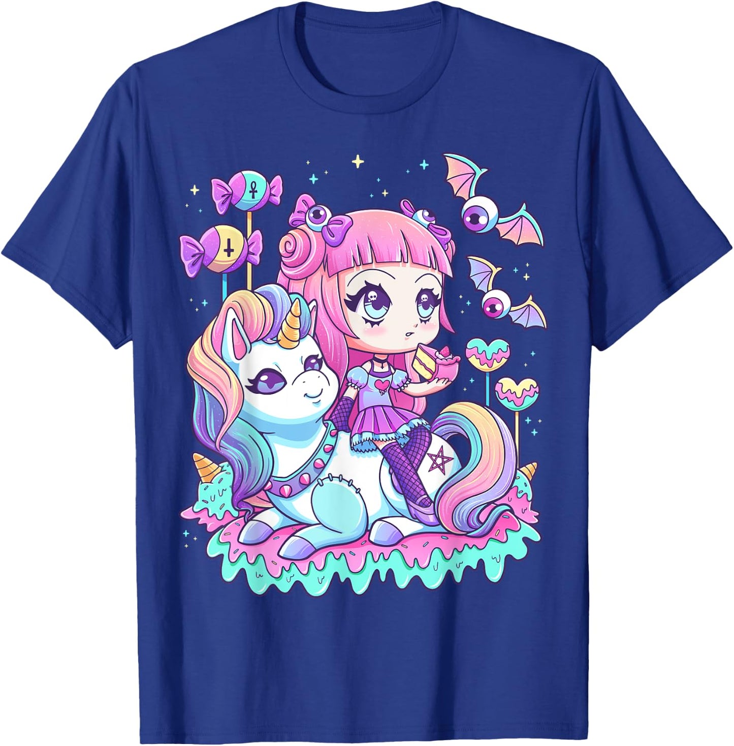 Pastel Goth Cute Creepy Girl Unicorn Kawaii Menhera Witchy T-Shirt - T-Shirt | Royal