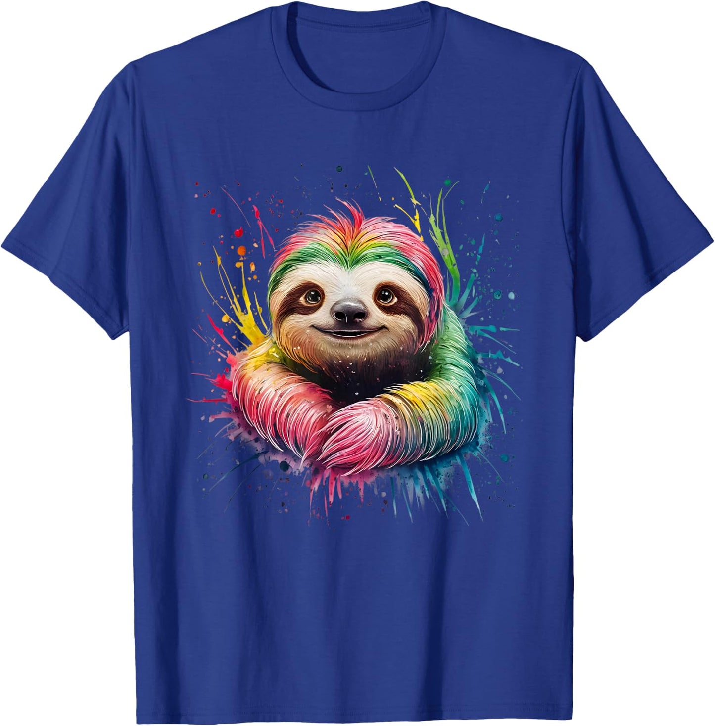 Sloth Men Woman Colorful Watercolor Sloth T-Shirt - T-Shirt | Royal