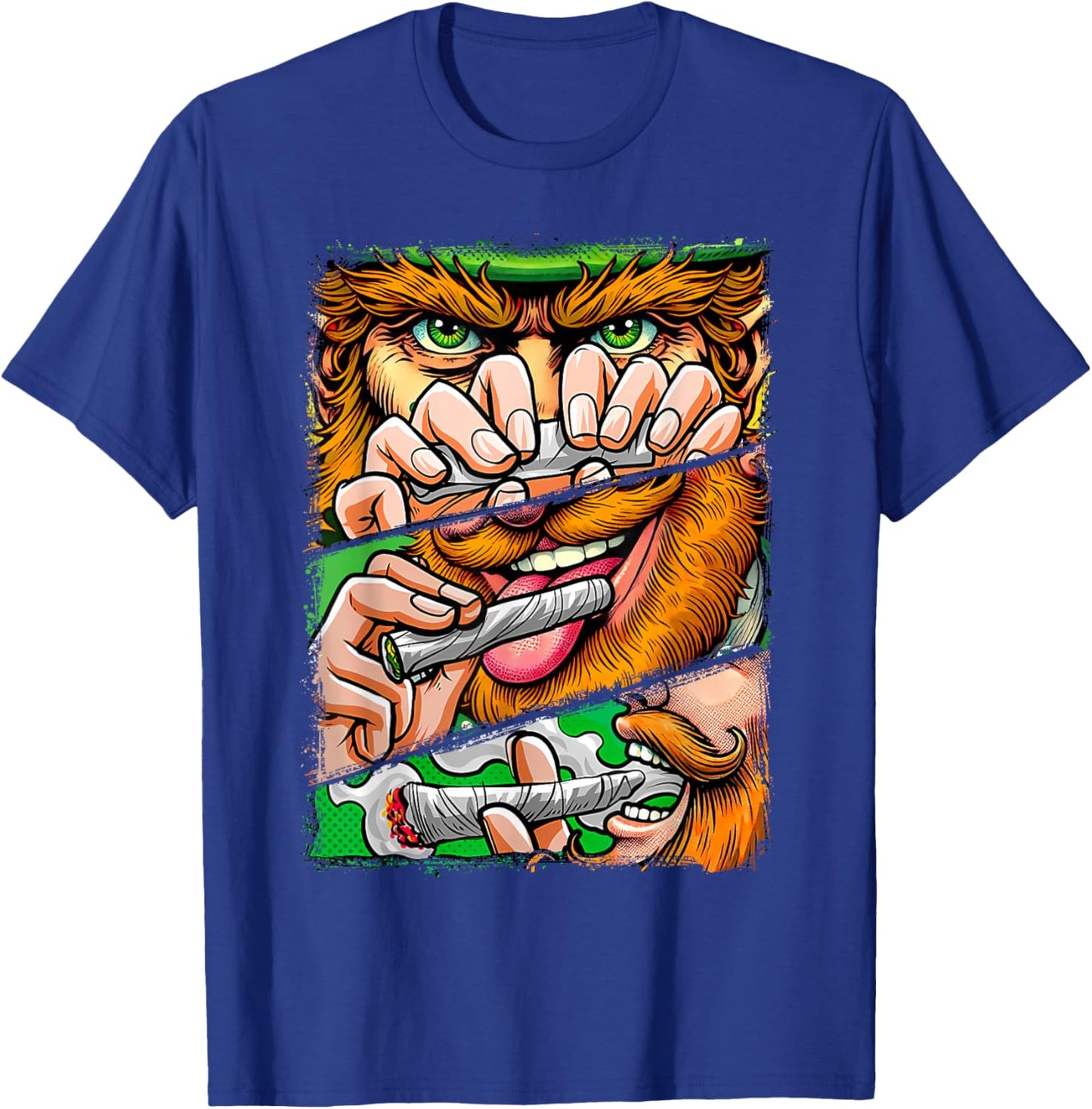 St. Patrick's Day Cannabis Weed Lover Leprechaun Smoking T-Shirt - T-Shirt | Royal