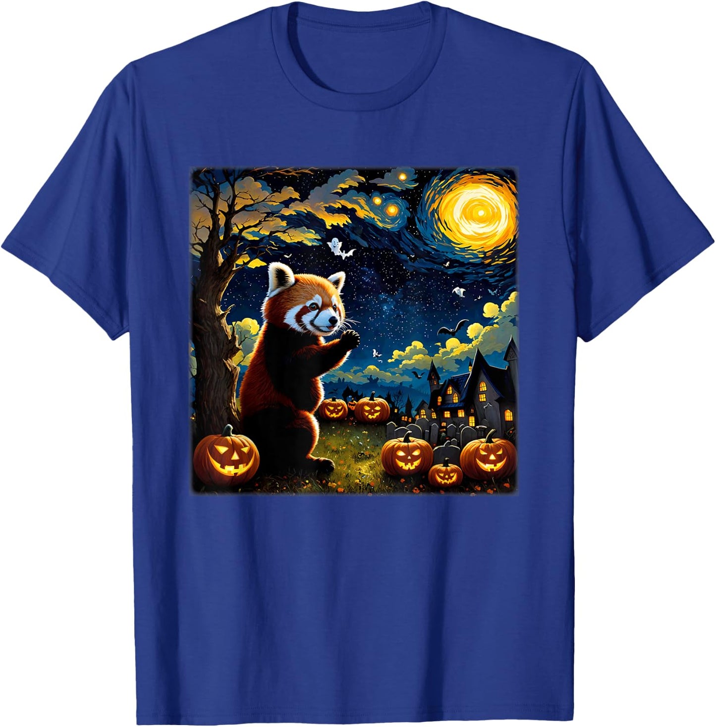 Spooky Halloween Red Panda Starry Night T-Shirt - T-Shirt | Royal