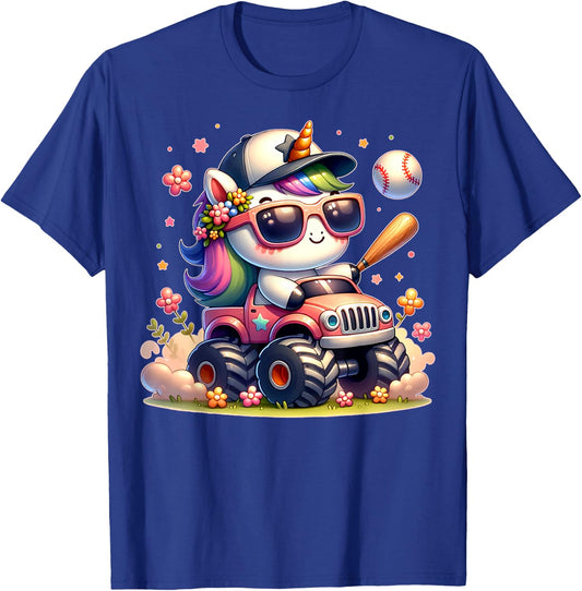Cute Unicorn Softball Baseball T-ball Shirt for Girl Toddler T-Shirt - T-Shirt | Royal