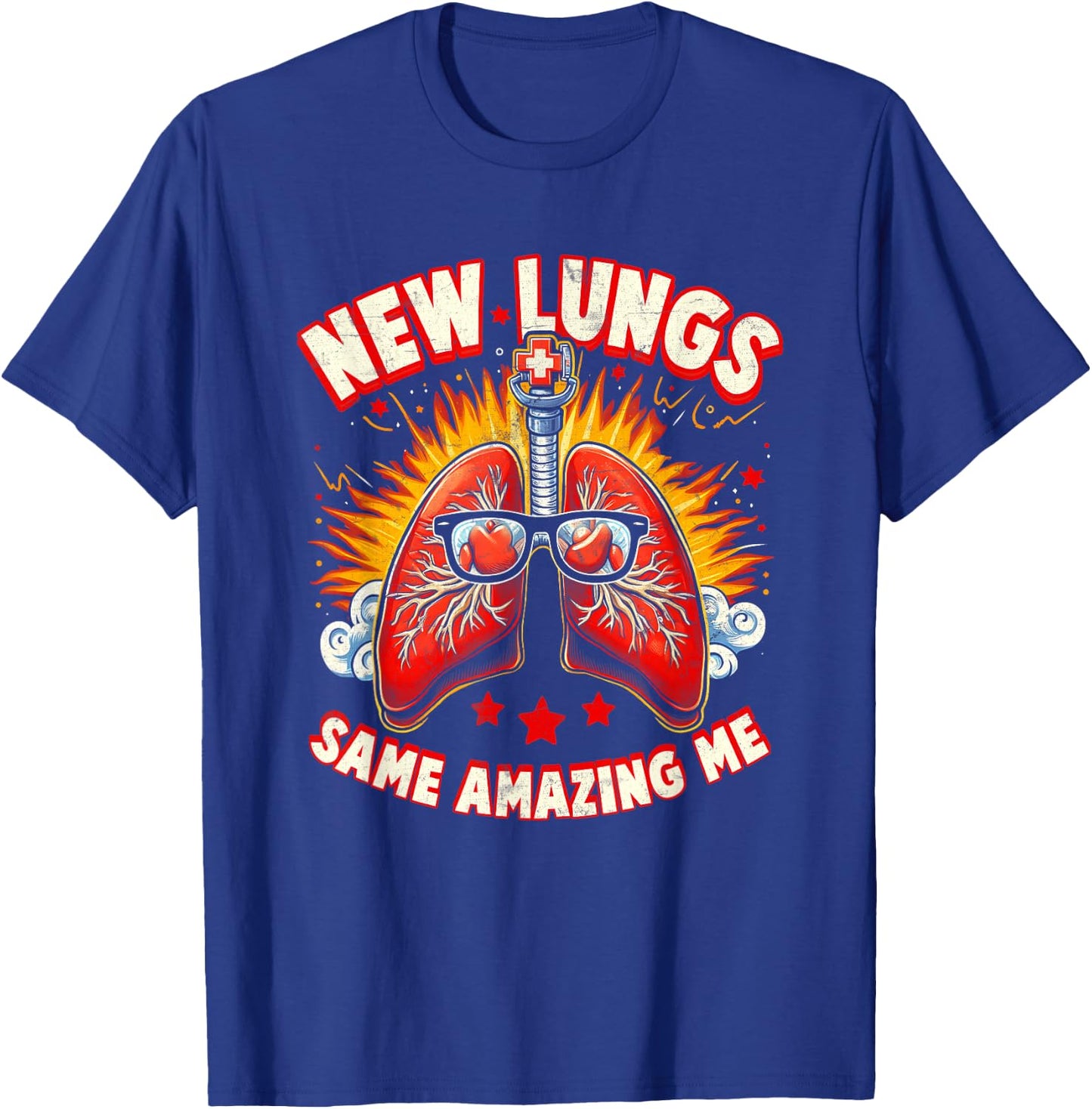 New Lungs Same Amazing Me Lung Nerd Pulmonologist Biology T-Shirt - T-Shirt | Royal