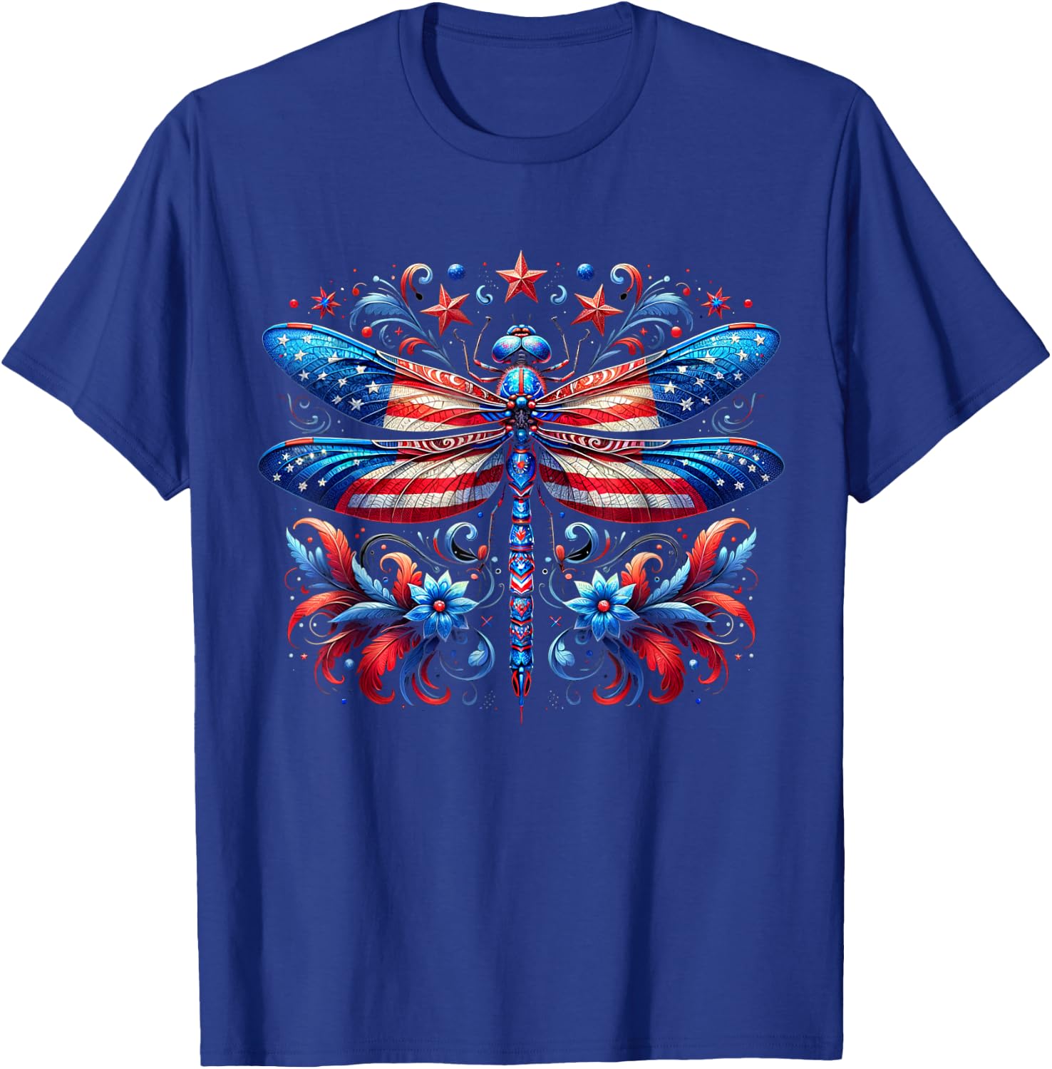 American Flag Dragonfly Patriotic 4th of July Kids T-Shirt - T-Shirt | Royal