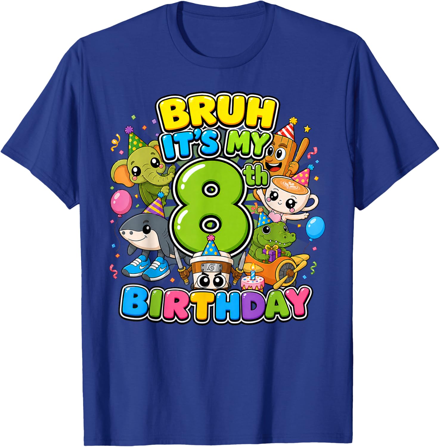 Bruh It’s My 8th Birthday Cute Baby Brainrot Kids Birthday T-Shirt - T-Shirt | Royal