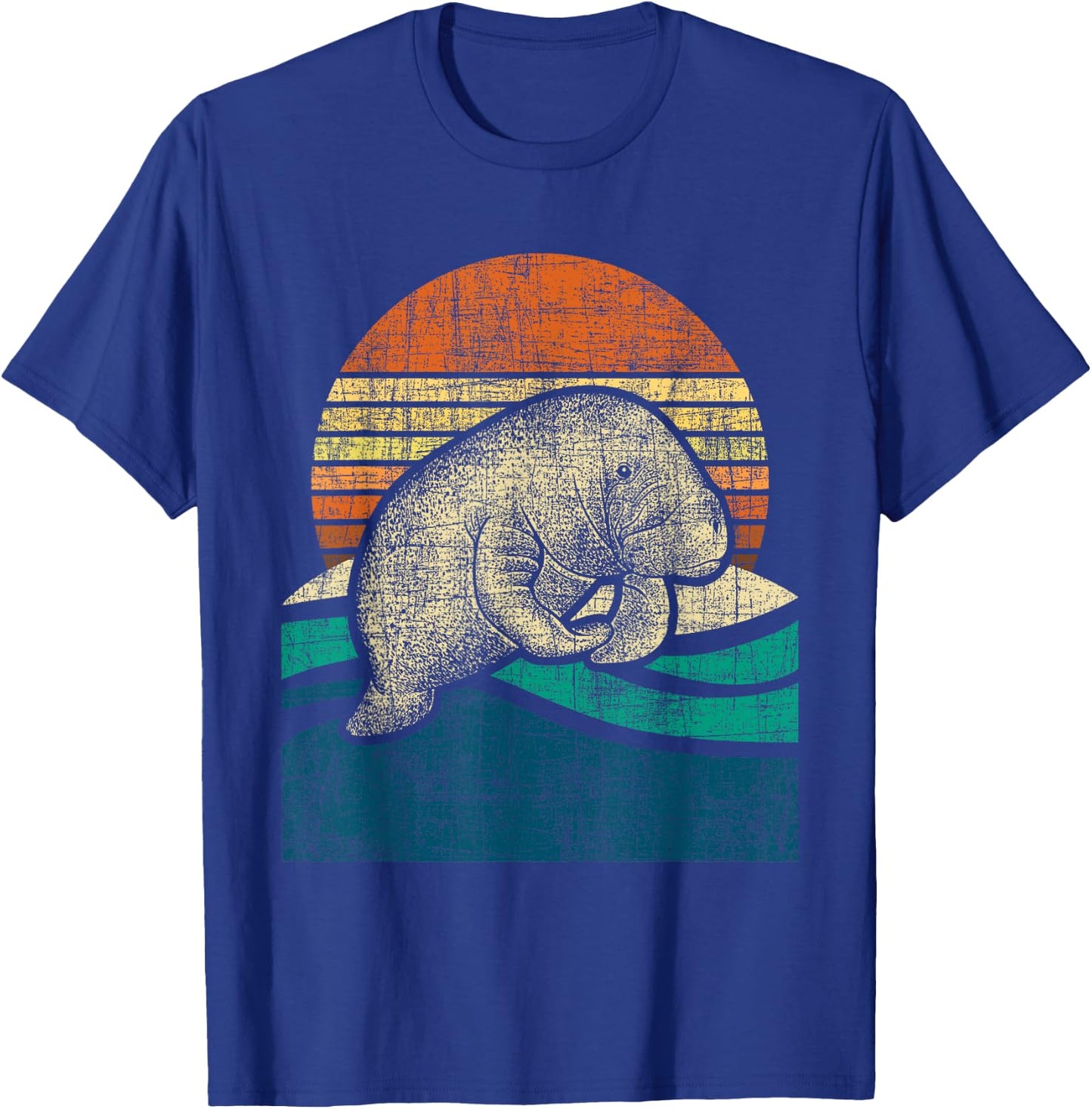 Retro Vintage Manatee - Zookeeper Zoologist Marine Biologist T-Shirt - T-Shirt | Royal