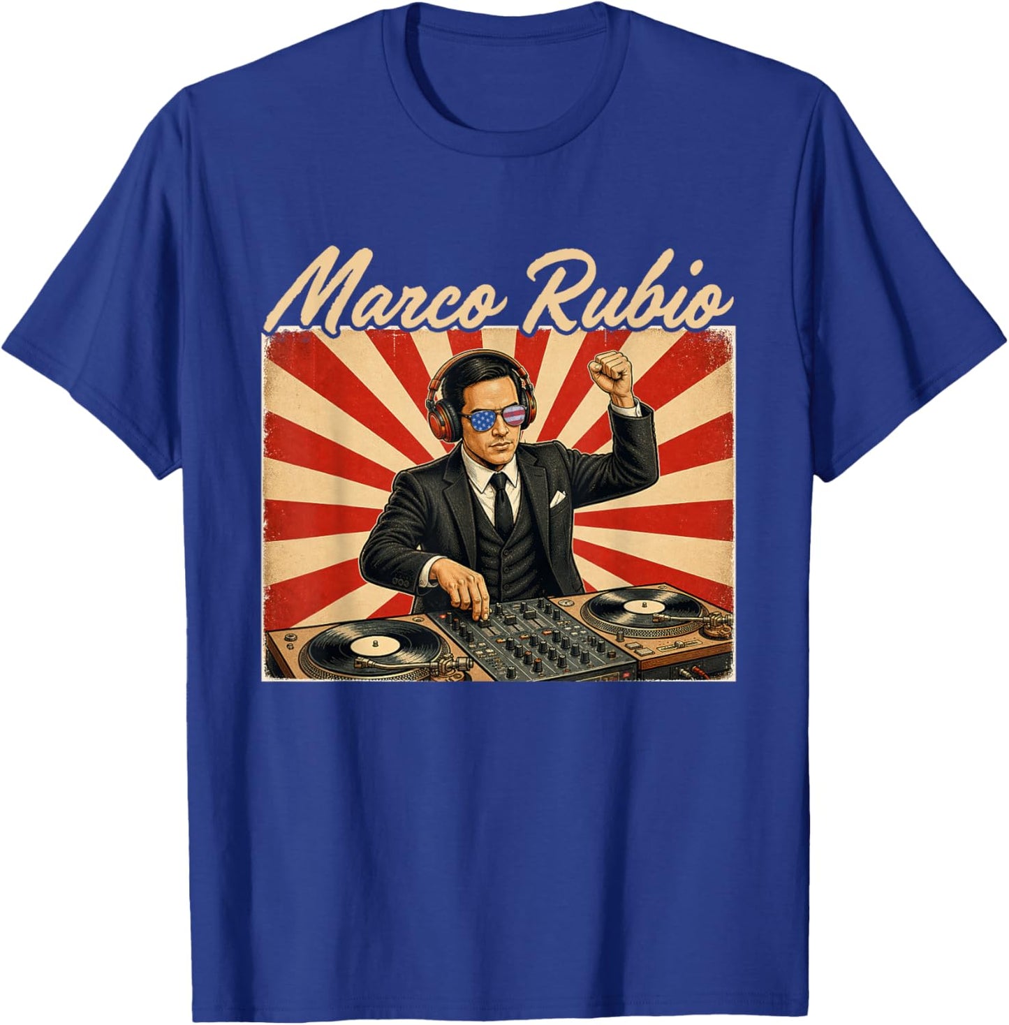 Marco Rubio Funny Vintage Sunglasses US Flag T-Shirt - T-Shirt | Royal