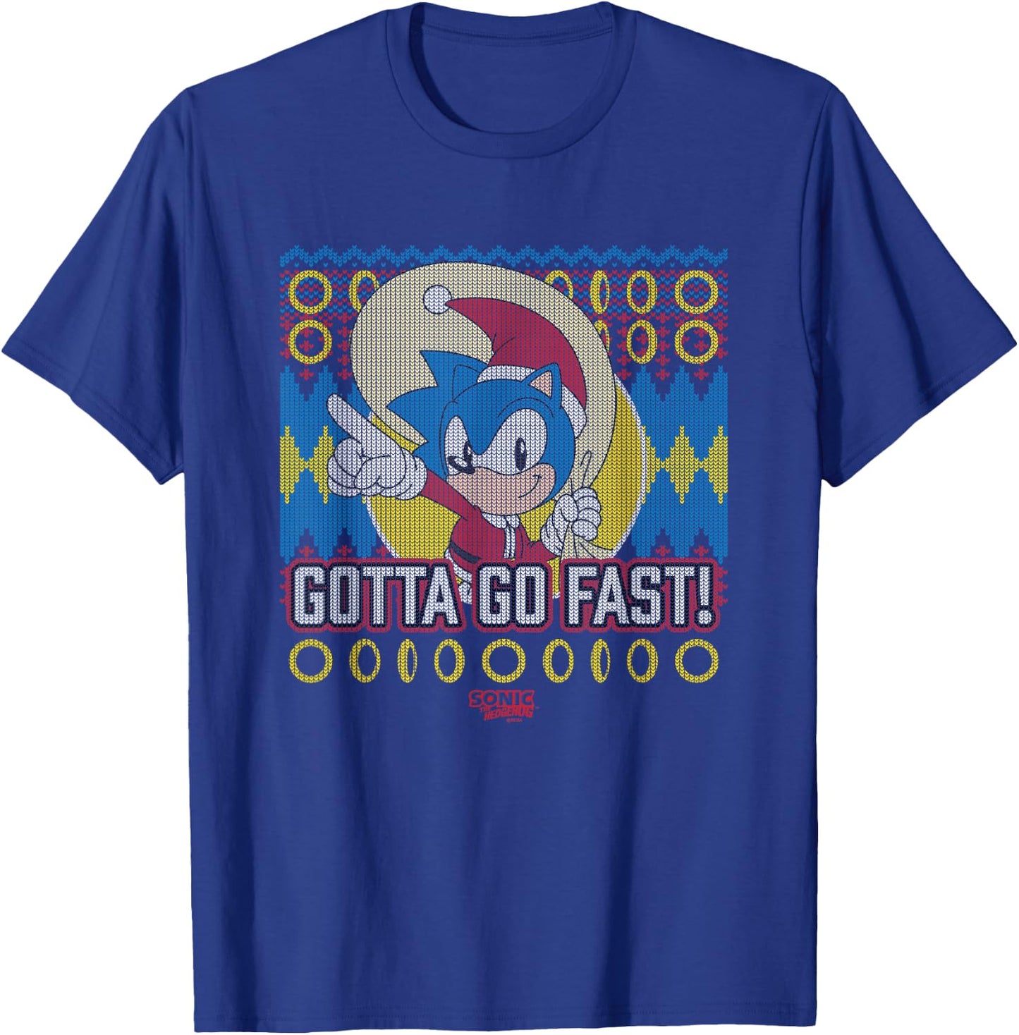 Sonic The Hedgehog Christmas Gotta Go Fast! Ugly Sweater T-Shirt - T-Shirt | Royal