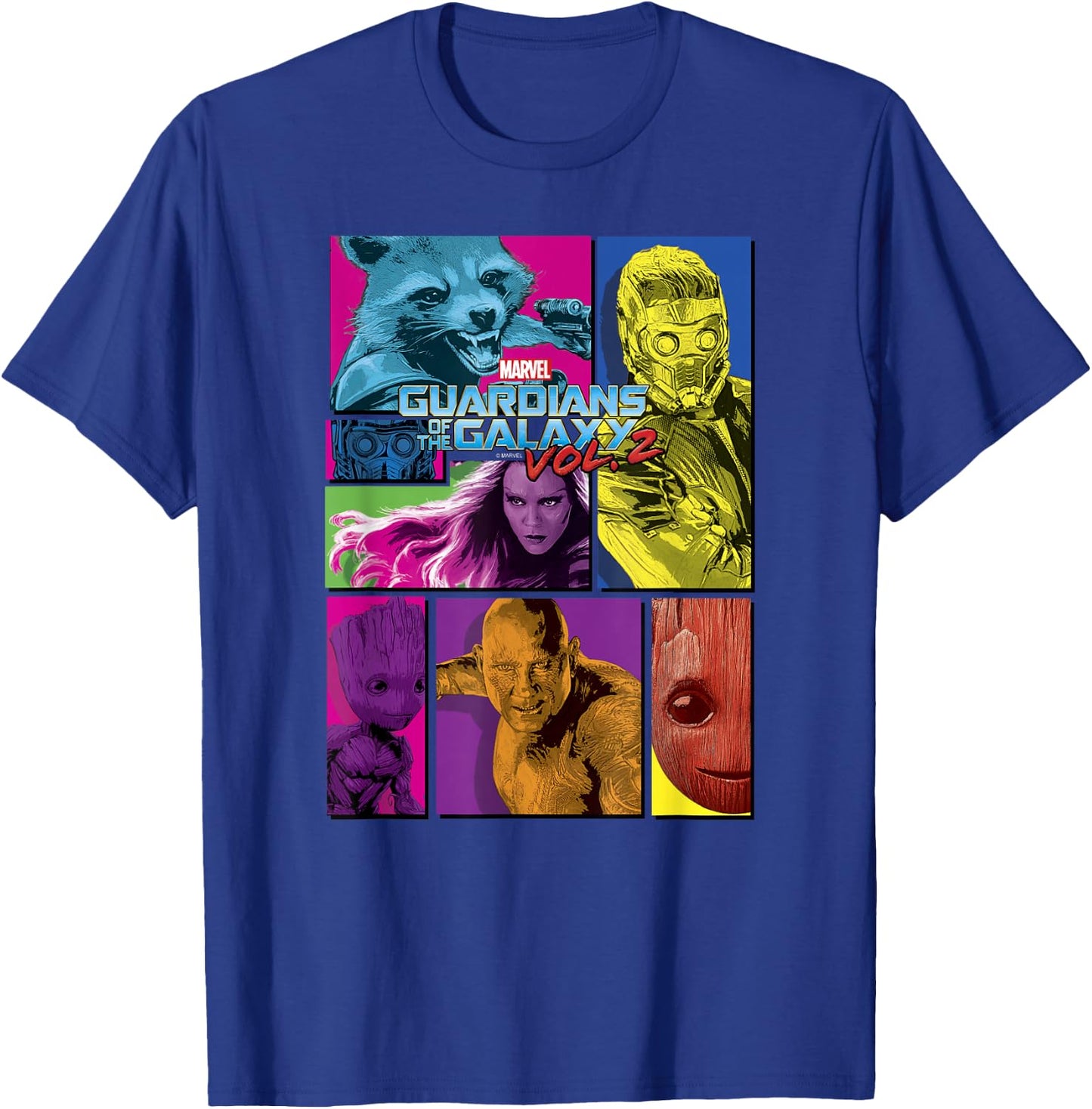 Marvel Guardians of The Galaxy Vol 2 Neon Team Panels T-Shirt - T-Shirt | Royal
