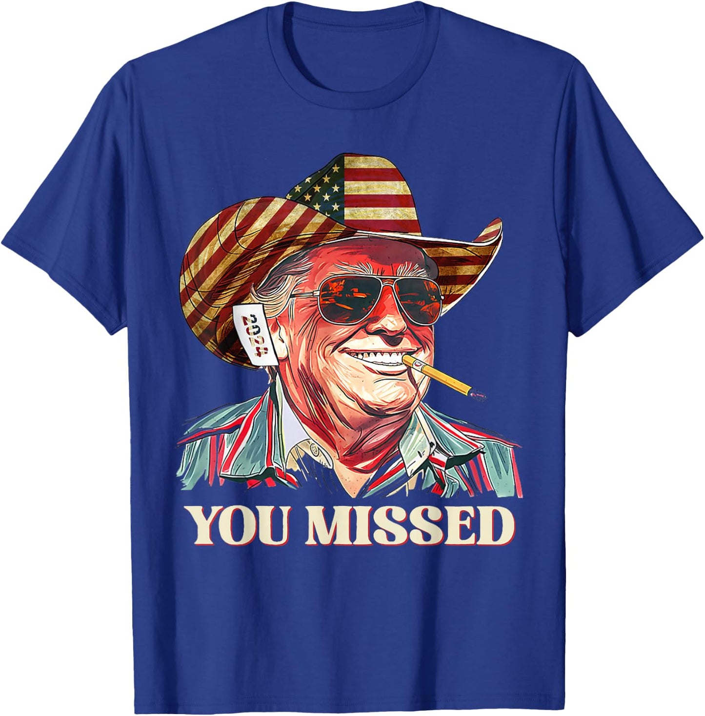 Western Trump Cowboy You Missed American Flag Cowboy hat T-Shirt - T-Shirt | Royal
