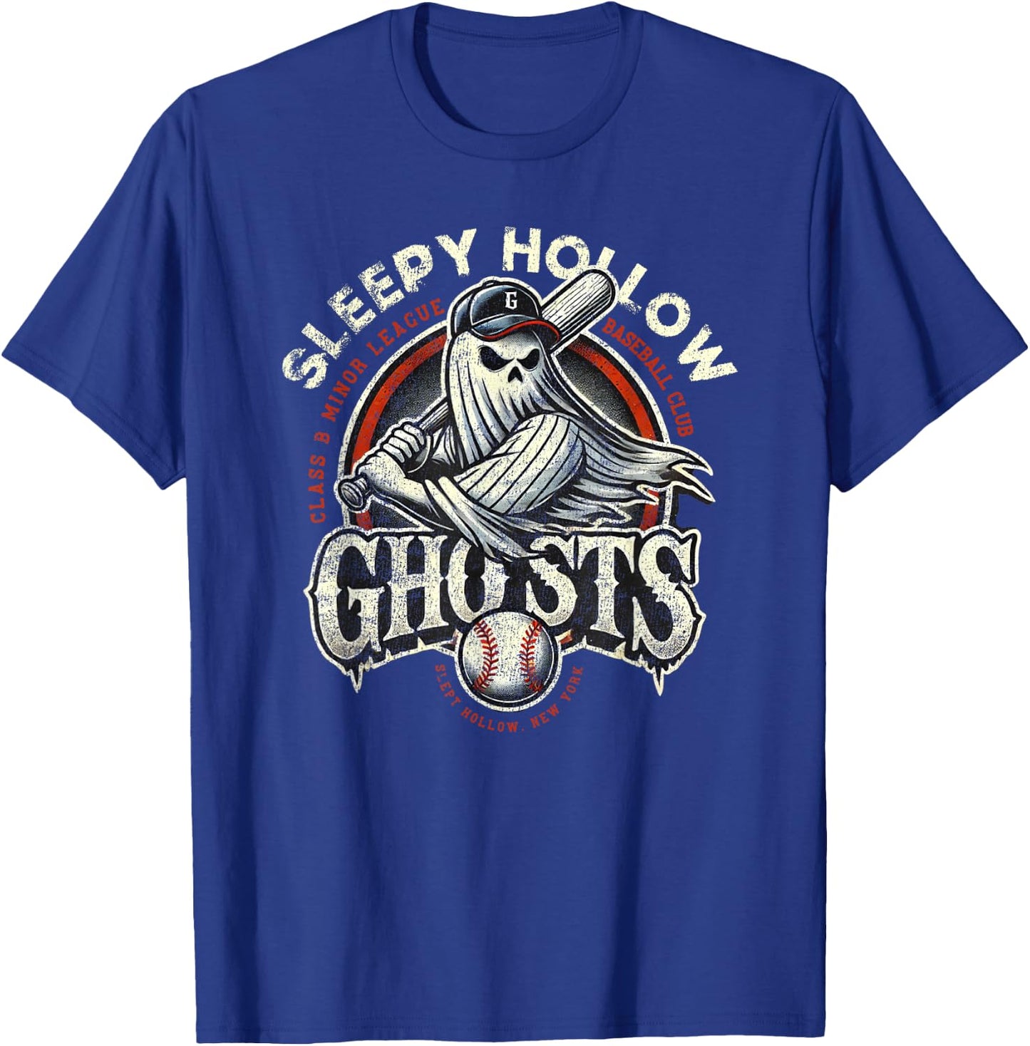 Halloween Sleepy Hollow Ghosts Minor League Baseball T-Shirt - T-Shirt | Royal