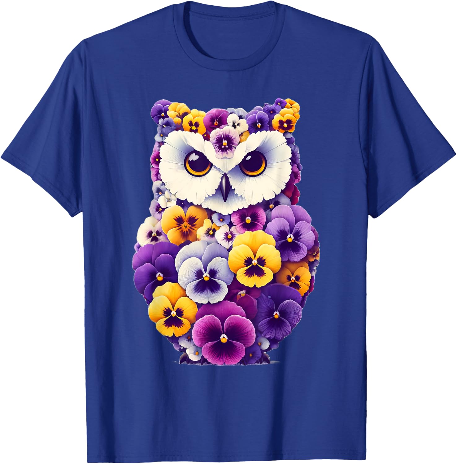 Pansies Owl Flower Pansy Gardening Floral T-Shirt - T-Shirt | Royal
