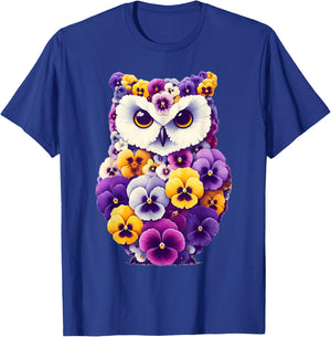 Pansies Owl Flower Pansy Gardening Floral T-Shirt - T-Shirt | Royal