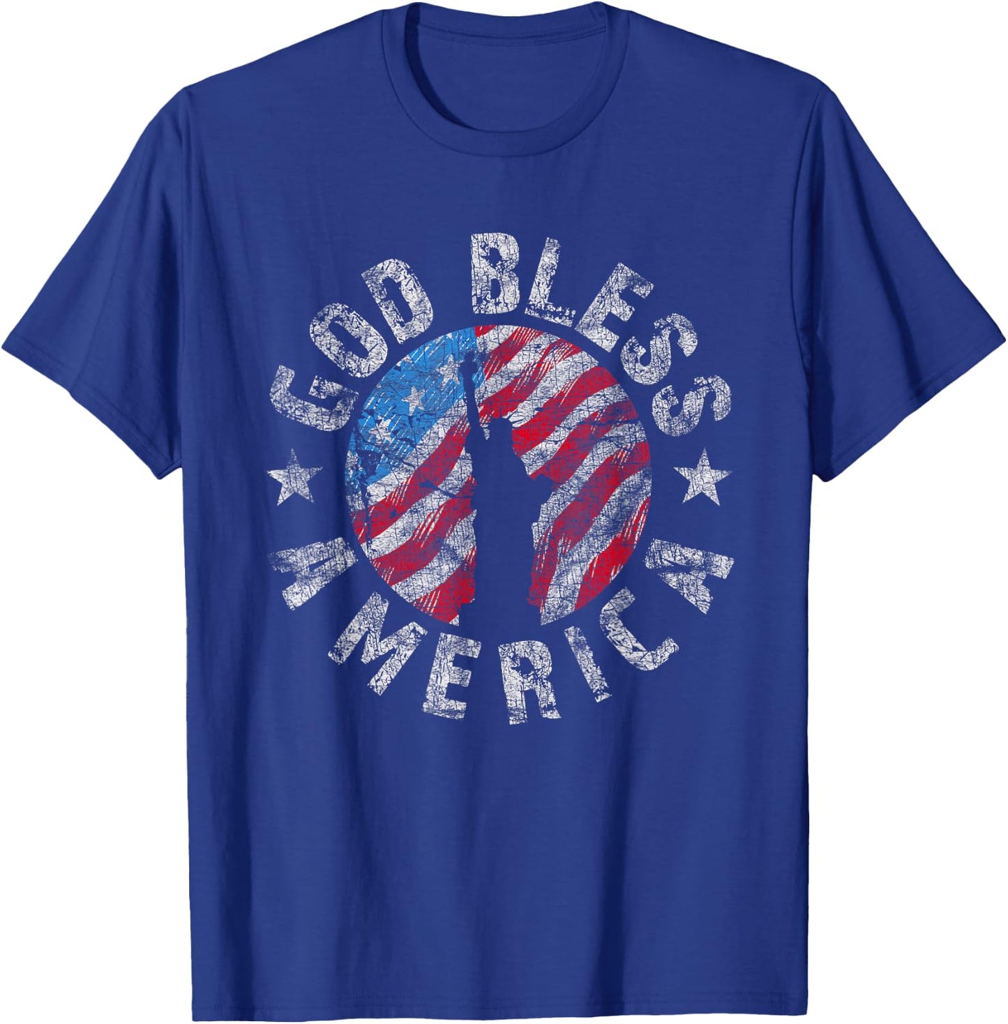 god bless america christian American flag Patriotic T-Shirt - T-Shirt | Royal