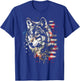 Patriotic Wolf American Flag USA Wolf Lover Women Kids Men T-Shirt - T-Shirt | Royal