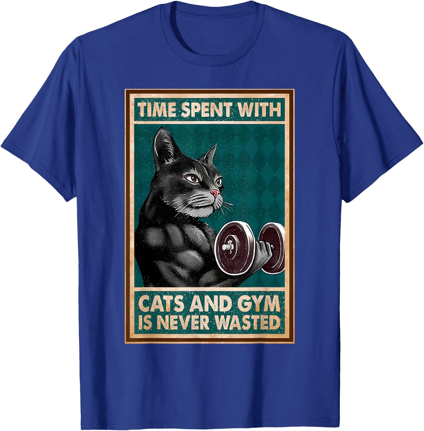 Time Spent With Cats And Gym Is Never Workout Bodybuilding T-Shirt - T-Shirt | Royal