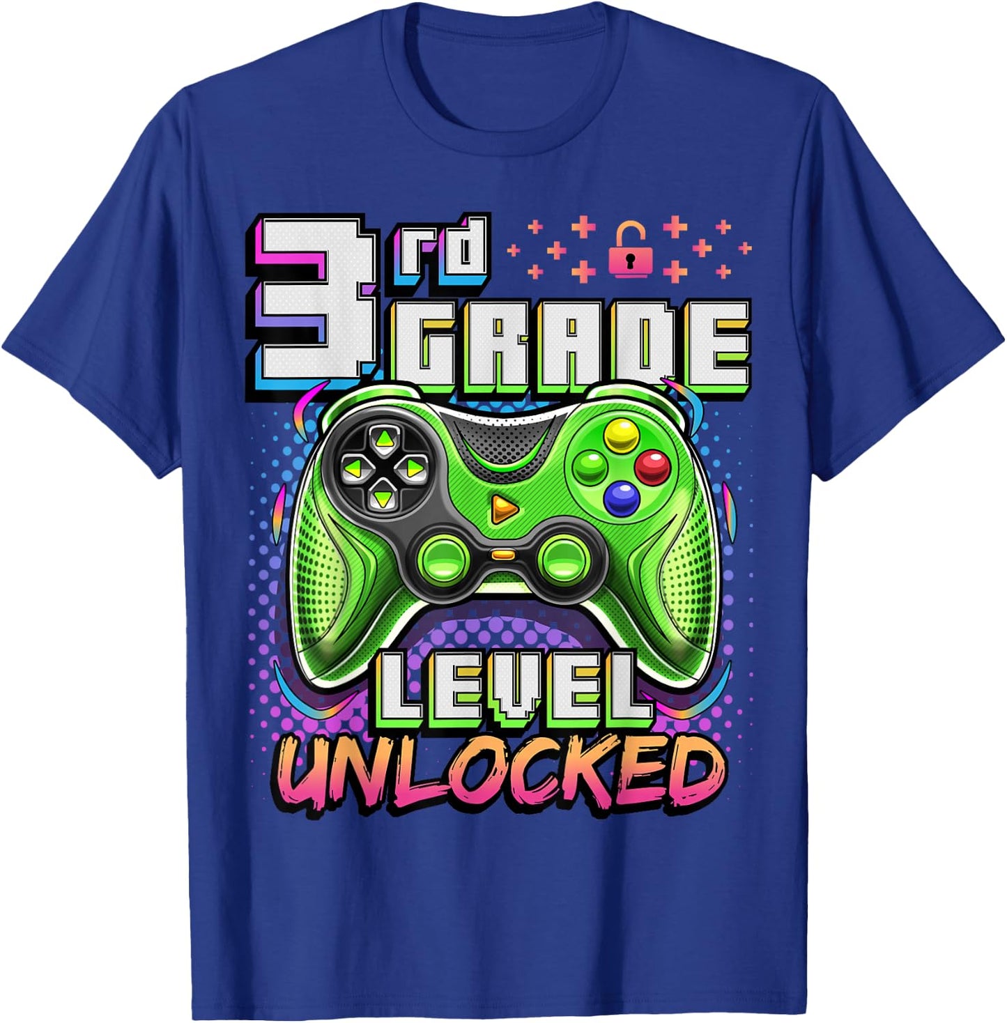 Back to School 3rd Grade Boys Gamer First Day School Level T-Shirt - T-Shirt | Royal