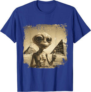 Alien Face Ancient Pyramids Thumbs Sci-Fi Egypt T-Shirt - T-Shirt | Royal