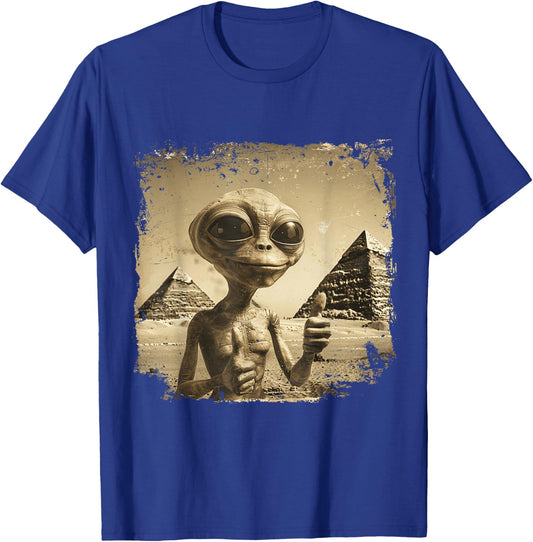 Alien Face Ancient Pyramids Thumbs Sci-Fi Egypt T-Shirt - T-Shirt | Royal