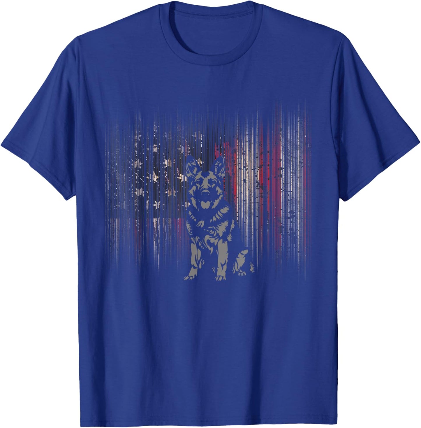 American Flag German Shepherd Dog T-Shirt - T-Shirt | Royal