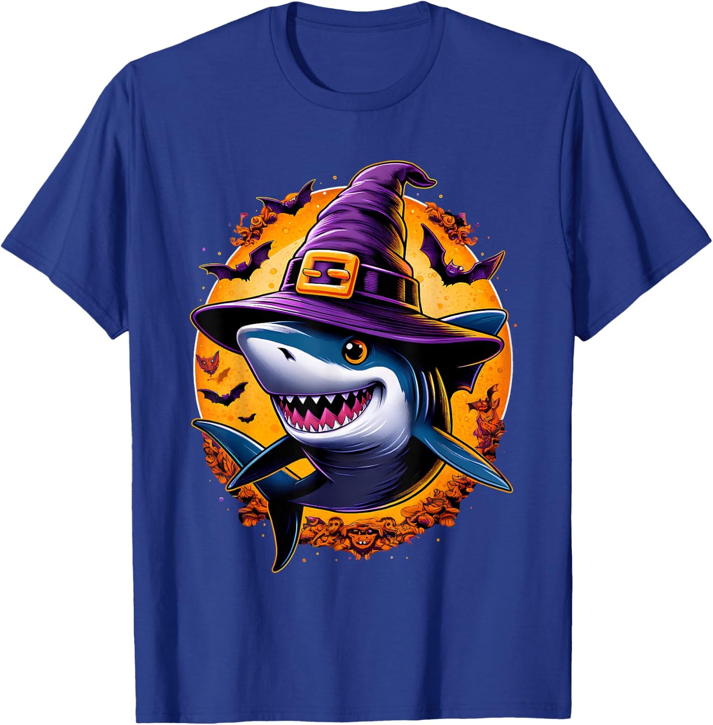 Shark Witch Funny Halloween Men Women Kids T-Shirt - T-Shirt | Royal