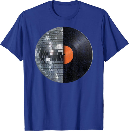 Disco Ball LP Vinyl Record – Retro 70s Vintage Music T-Shirt - T-Shirt | Royal