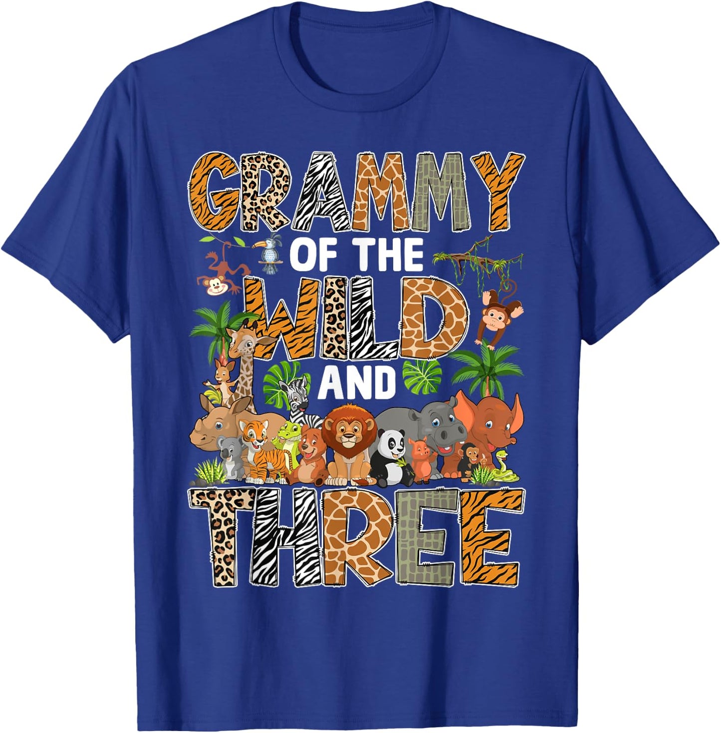 Grammy Of The Wild Three Zoo Birthday Safari Jungle T-Shirt - T-Shirt | Royal