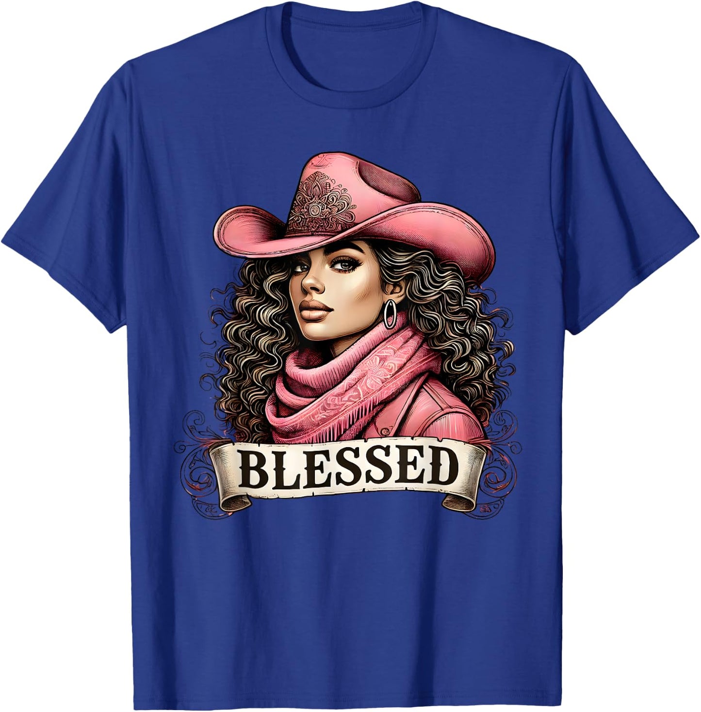 Blessed Black Cowgirl Christian Black Cowgirl Western Texas T-Shirt - T-Shirt | Royal
