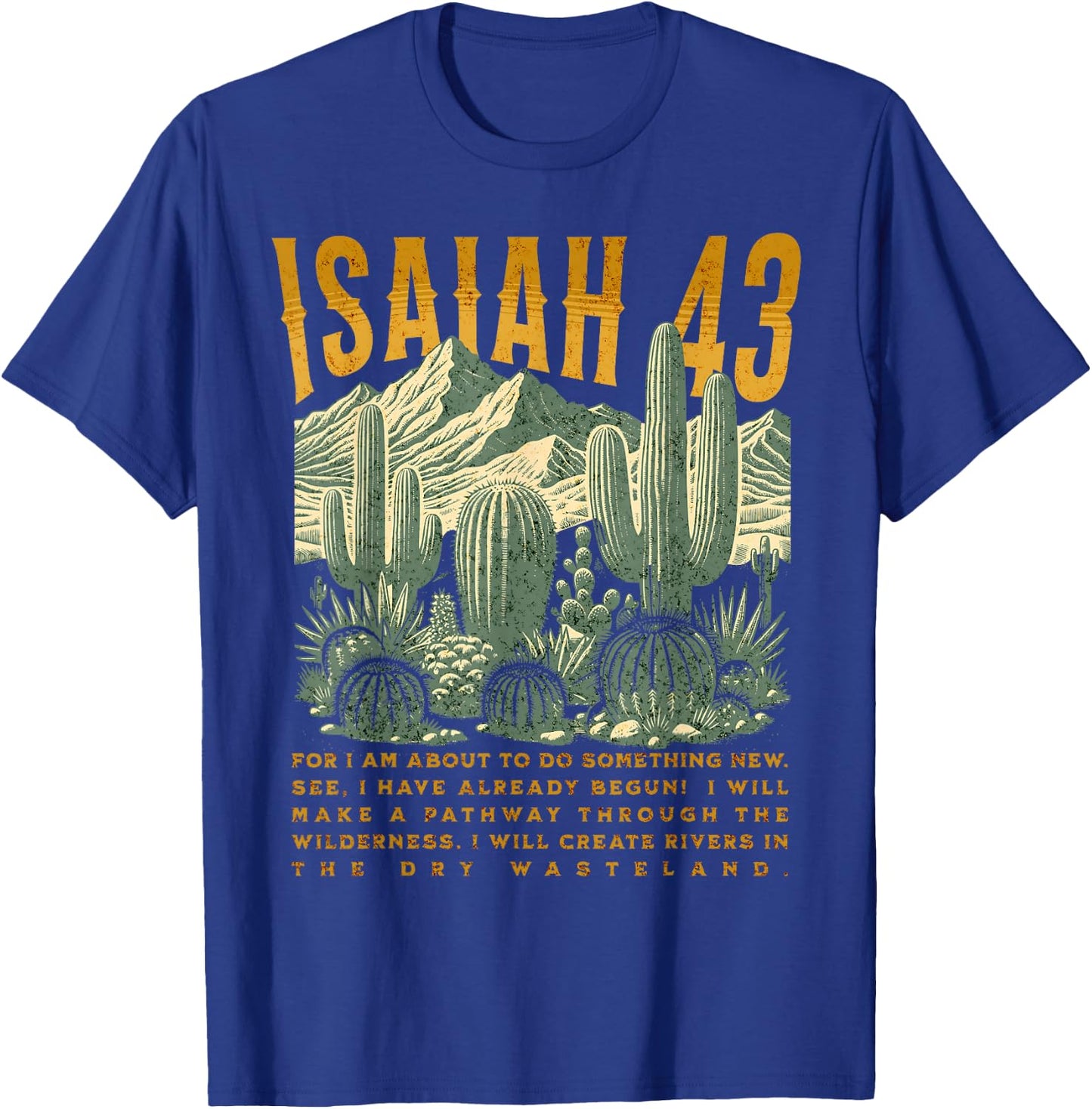 Boho Christian Bible Verse Trendy Jesus Southwest Cactus T-Shirt - T-Shirt | Royal
