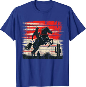 Horse Riding Western Rodeo Retro Cowboy T-Shirt - T-Shirt | Royal