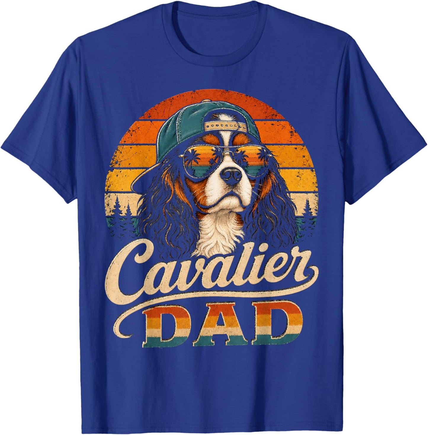 Cavalier Dad Vintage Cavalier King Charles Spaniel Dog Lover T-Shirt - T-Shirt | Royal