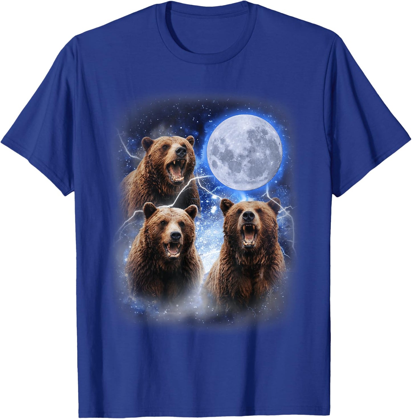 Three Grizzly Bears Howl at Moon Starry Mountain Forest Bear T-Shirt - T-Shirt | Royal