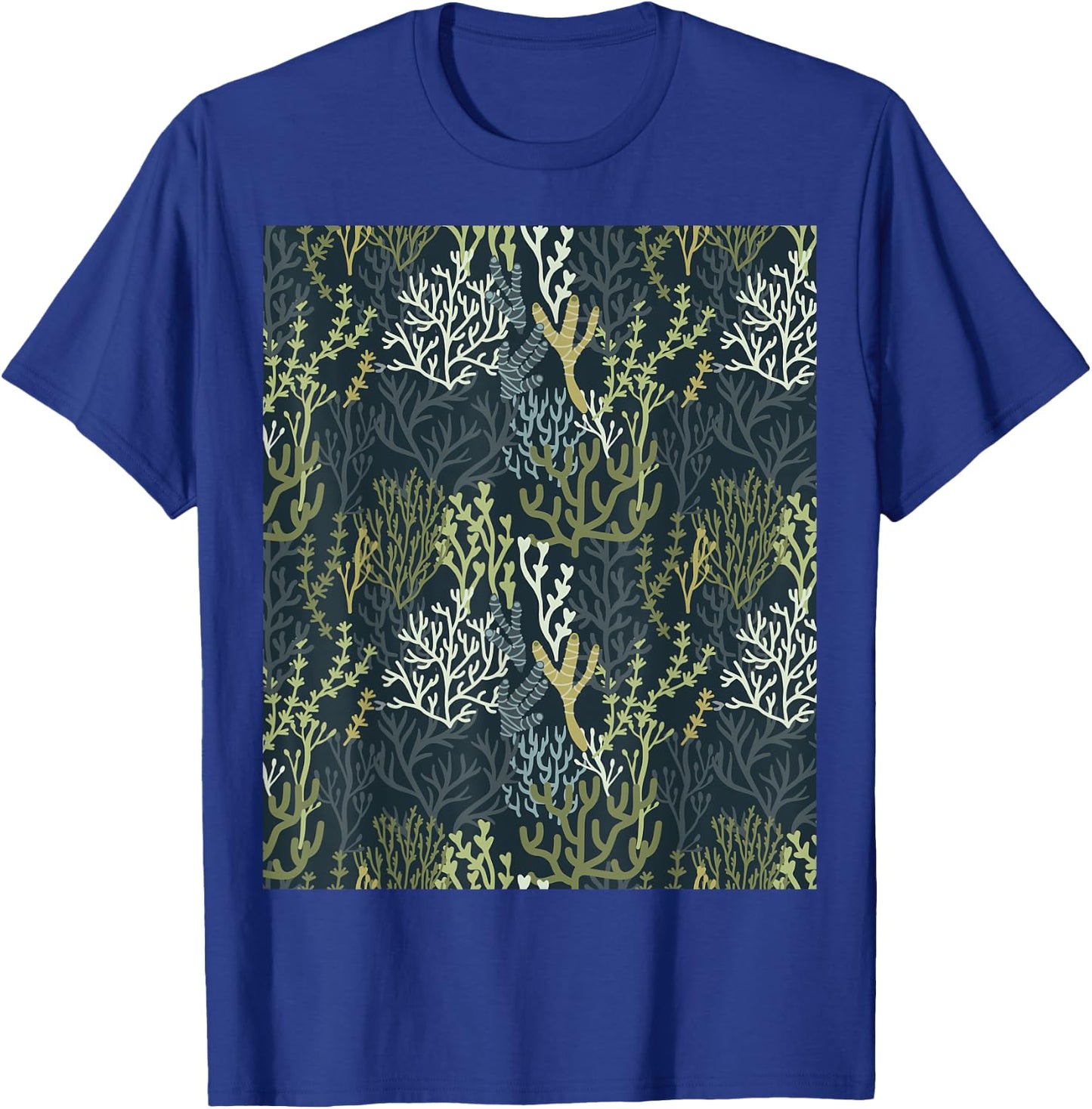 Coastal Grandma Beachy Green Coral Reef Pattern Men Women T-Shirt - T-Shirt | Royal