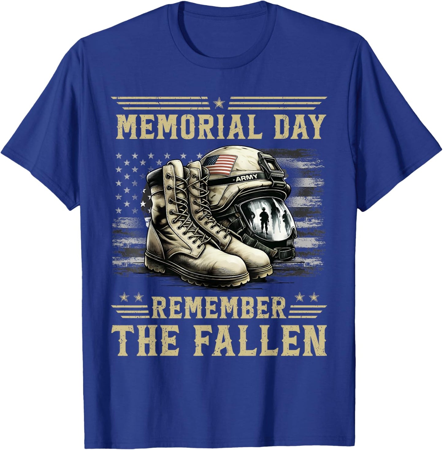 Memorial Day Remember The Fallen Veteran Military Camouflage T-Shirt - T-Shirt | Royal