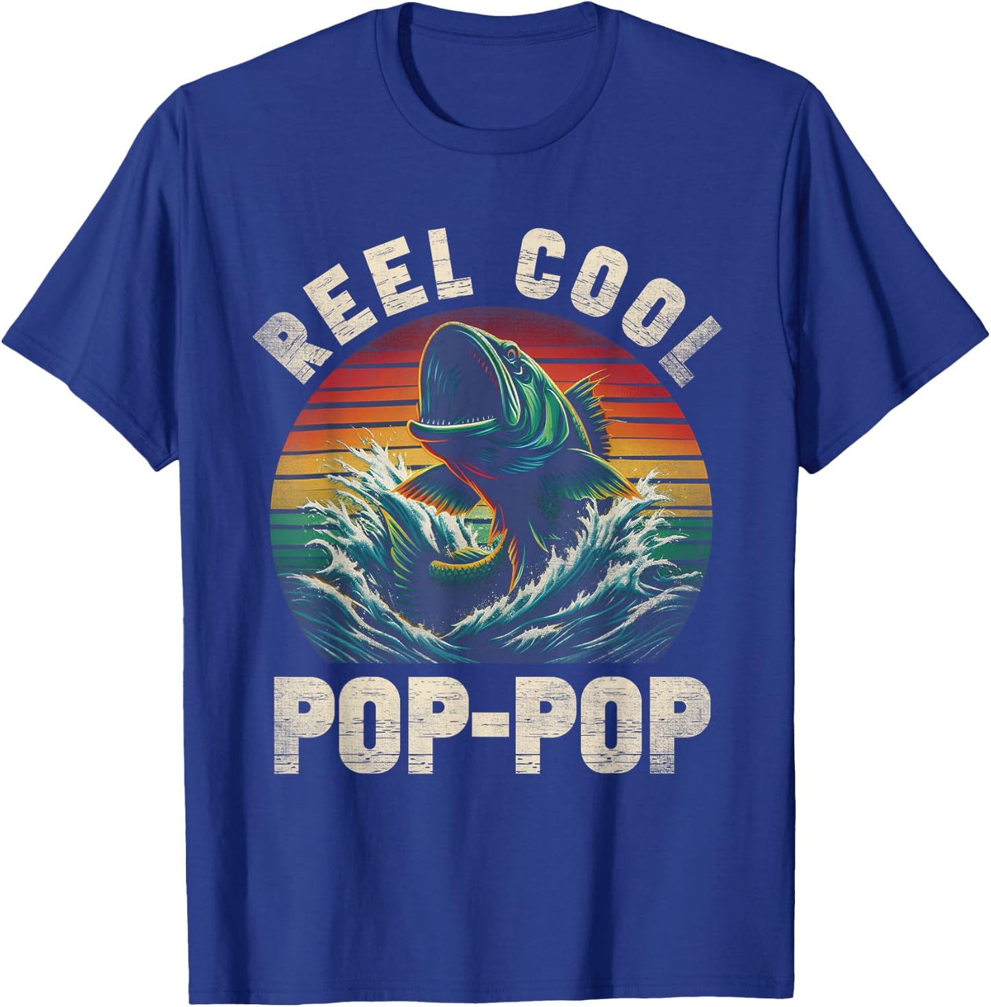 Reel Cool Pop Pop Fishing PopPop Father's Day Fisherman Fish T-Shirt - T-Shirt | Royal