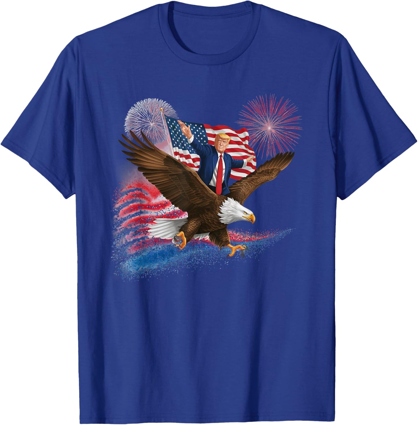 Patriotic Trump Bald Eagle American Pride USA Flag July 4th T-Shirt - T-Shirt | Royal
